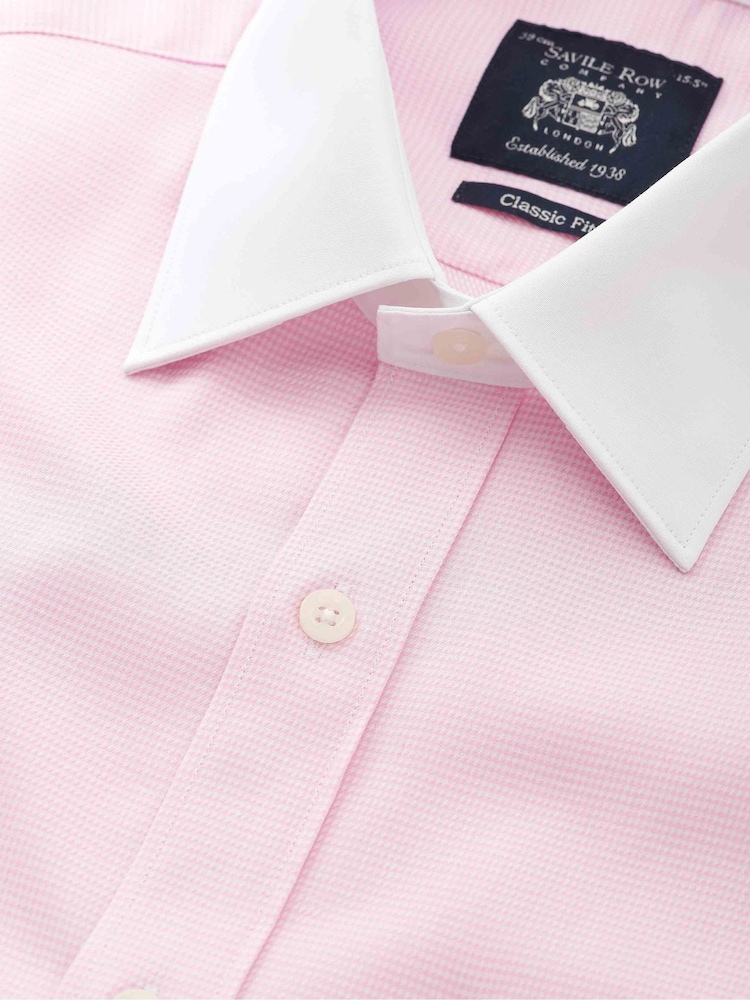 The Savile Row Company Pink Textured 100% Cotton Classic Fit Winchester Formal Shirt - Image 3 of 4
