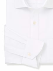 The Savile Row Company Textured 100% Cotton Classic Fit Single Cuff Formal White Shirt - Image 3 of 3