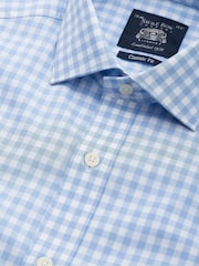The Savile Row Company Blue 100% Cotton Gingham Check Classic Fit Single Cuff Formal Shirt - Изображение 4 из 5