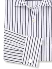 The Savile Row Company Blue Striped 100% Cotton Classic Fit Striped Double Cuff Formal Shirt - Image 3 of 3