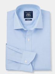 The Savile Row Company Slim Fit Blue Prince Of Wales Check Single Cuff Formal 100% Cotton Shirt - Image 2 of 4