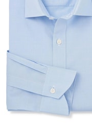 The Savile Row Company Slim Fit Blue Prince Of Wales Check Single Cuff Formal 100% Cotton Shirt - Image 4 of 4