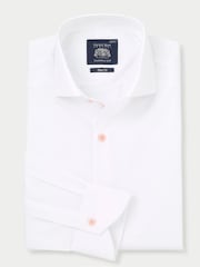 The Savile Row Company Slim Fit Smart Casual 100% Cotton White Shirt With Contrast Buttons - Изображение 4 из 5