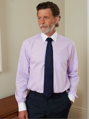 The Savile Row Company Purple Classic Fit 100% Cotton Fine Check Winchester Formal Shirt - Image 1 of 4