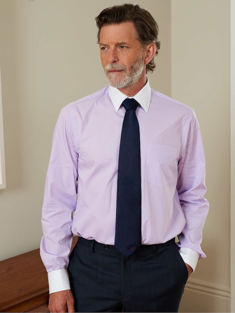 The Savile Row Company Purple Classic Fit 100% Cotton Fine Check Winchester Formal Shirt - Image 1 of 4