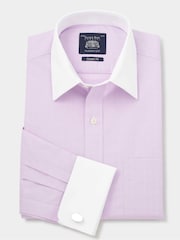 The Savile Row Company Purple Classic Fit 100% Cotton Fine Check Winchester Formal Shirt - Image 2 of 4