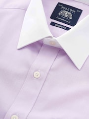 The Savile Row Company Purple Classic Fit 100% Cotton Fine Check Winchester Formal Shirt - Image 3 of 4