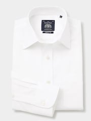 The Savile Row Company 100% Cotton Dobby Classic Fit Non-Iron Single Cuff Formal White Shirt - Image 1 of 1