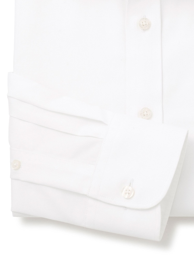 Savile Row Company White Cotton Dobby Classic Fit Non-Iron Single Cuff Formal Shirt - Image 5 of 5