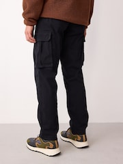 Black Regular Tapered Fit Cotton Stretch Cargo Trousers - Image 4 of 10