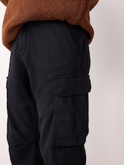 Black Regular Tapered Fit Cotton Stretch Cargo Trousers - Image 5 of 10