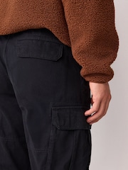 Black Regular Tapered Fit Cotton Stretch Cargo Trousers - Image 6 of 10