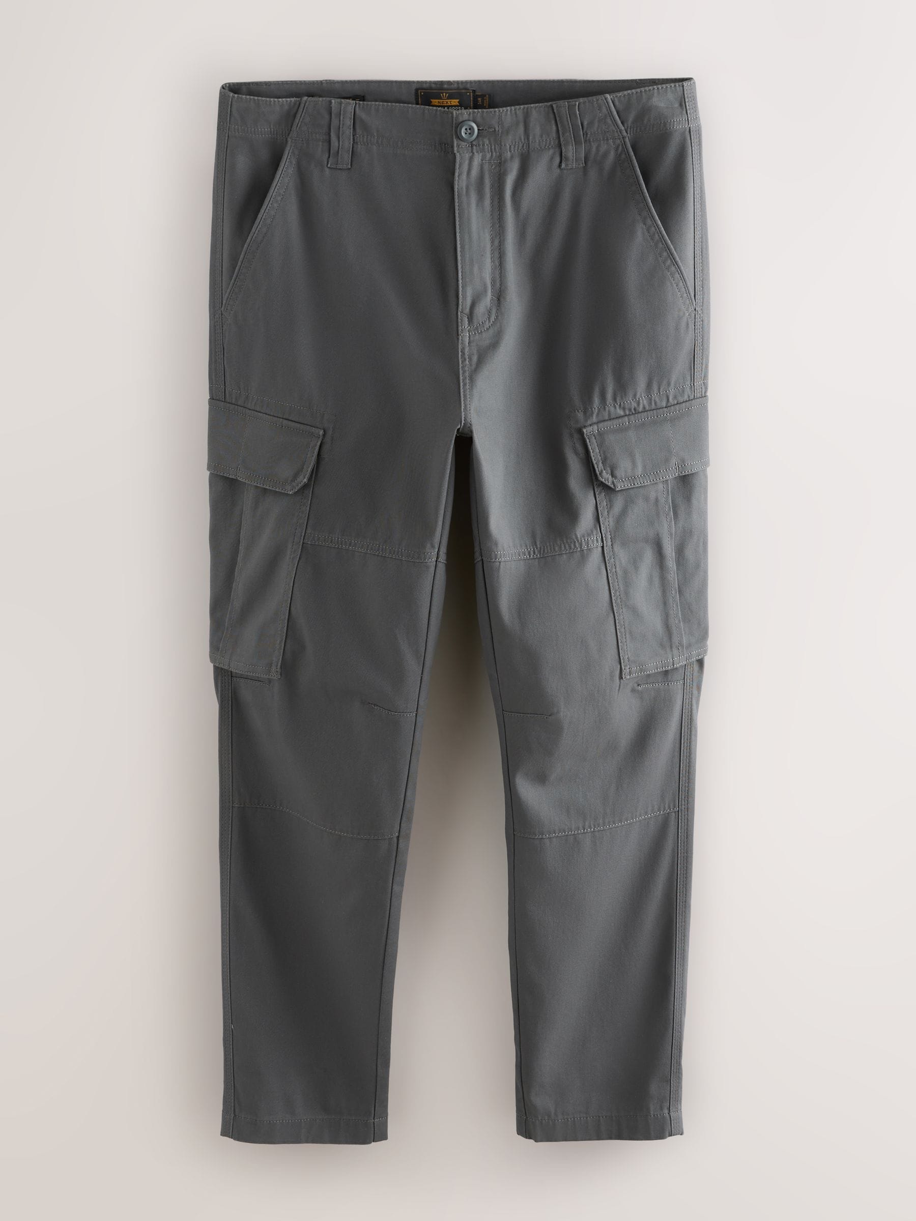 Buy Grey Charcoal Skinny Fit Cotton Stretch Cargo Trousers from