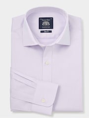 The Savile Row Company Slim Fit Purple Twill Single Cuff Formal 100% Cotton Shirt - Image 1 of 3