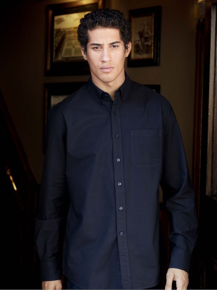 The Savile Row Company Blue 100% Cotton Classic Fit Oxford Shirt - Image 1 of 6