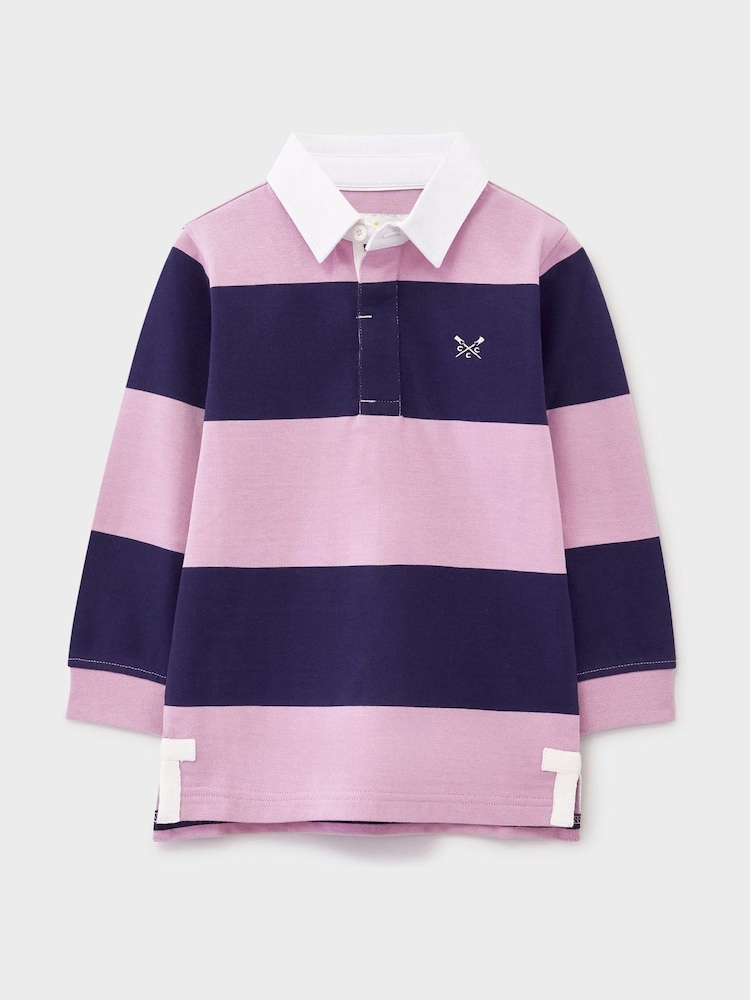 Crew Clothing Purple 100% Cotton Stripey Long Sleeve Rugby Shirt - Image 1 of 3