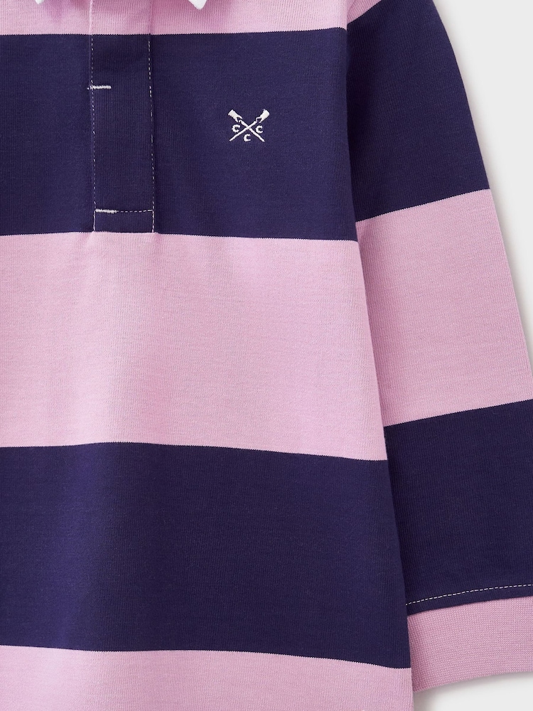 Crew Clothing Purple 100% Cotton Stripey Long Sleeve Rugby Shirt - Image 3 of 3