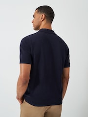 Crew Clothing Blue 100% Cotton Knitted Jersey Polo Shirt - Image 2 of 5