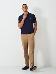 Crew Clothing Blue 100% Cotton Knitted Jersey Polo Shirt - Image 3 of 5