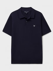 Crew Clothing Blue 100% Cotton Knitted Jersey Polo Shirt - Image 5 of 5