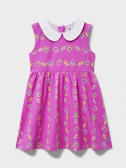 Crew Clothing Pink Peter Pan Sleeveless Floral Dress - Image 1 of 3