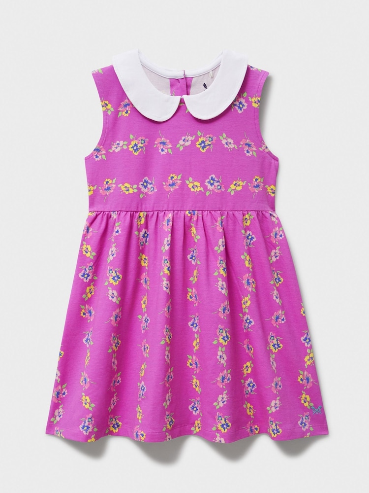 Crew Clothing Pink Peter Pan Sleeveless Floral Dress - Image 1 of 3