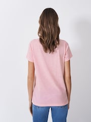 Crew Clothing Pink 00% Cotton Graphic Print Slub T-Shirt - Image 2 of 5