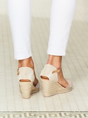 Sosandar Natural Suede Ankle Strap Mid Wedge Espadrilles - Image 3 of 4