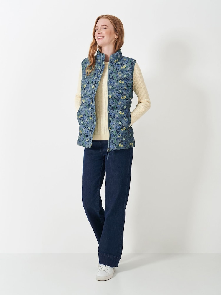 Crew Clothing Blue Floral Lightweight Gilet - Image 3 of 5