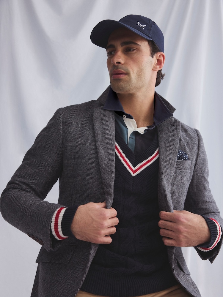 Crew Clothing Blue Prince Of Wales Check Blazer - Image 1 of 8