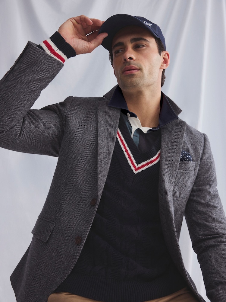 Crew Clothing Blue Prince Of Wales Check Blazer - Image 2 of 8