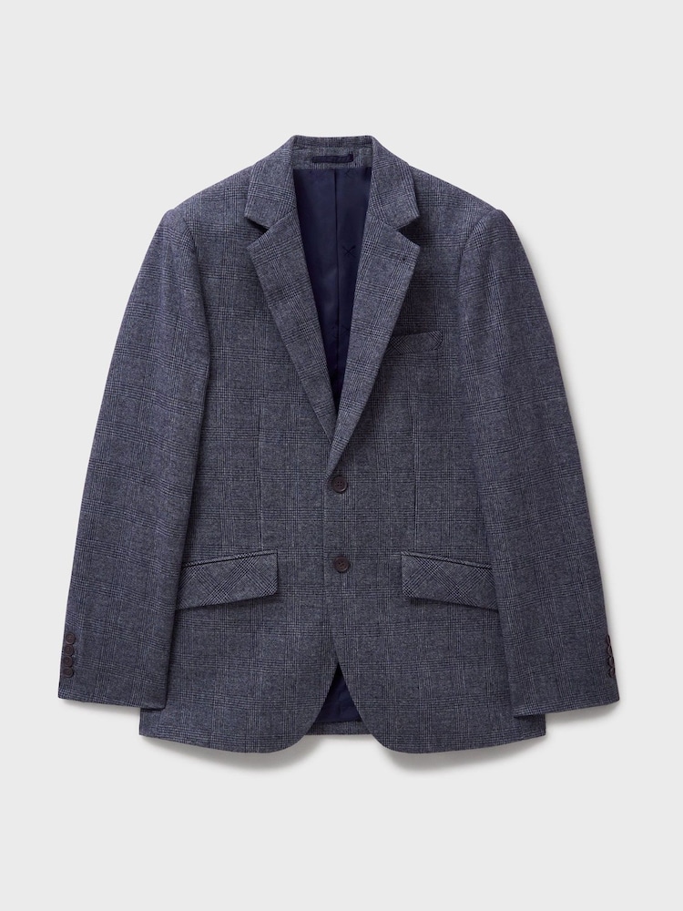 Crew Clothing Blue Prince Of Wales Check Blazer - Image 8 of 8