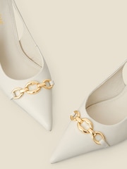 Sosandar White Chain Detail Slingback Court Shoes - Image 4 of 4