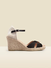 Sosandar Black Suede Ankle Strap Mid Wedge Espadrilles - Image 2 of 3