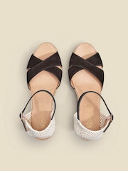 Sosandar Black Suede Ankle Strap Mid Wedge Espadrilles - Image 3 of 3