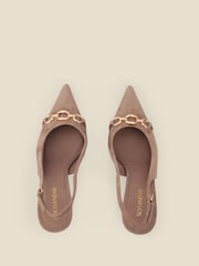 Sosandar Natural Suede Chain Detail Slingback Court Shoes - Image 4 of 4