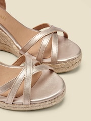 Sosandar Silver Strappy Leather Wedge Espadrilles - Image 4 of 4