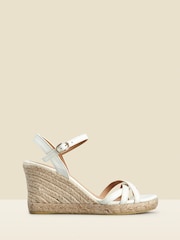Sosandar White Strappy Leather Wedge Espadrilles - Image 2 of 5