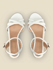 Sosandar White Strappy Leather Wedge Espadrilles - Image 3 of 5
