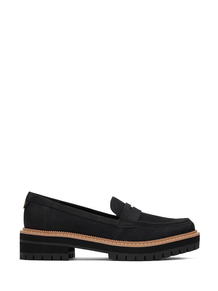 TOMS Cara Wide Fit Leather Black Loafers - Image 1 of 6