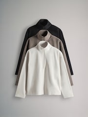 The Set Black/Taupe Brown/Cream 3 Pack Quater Zip Microfleece Jumpers - Image 1 of 6