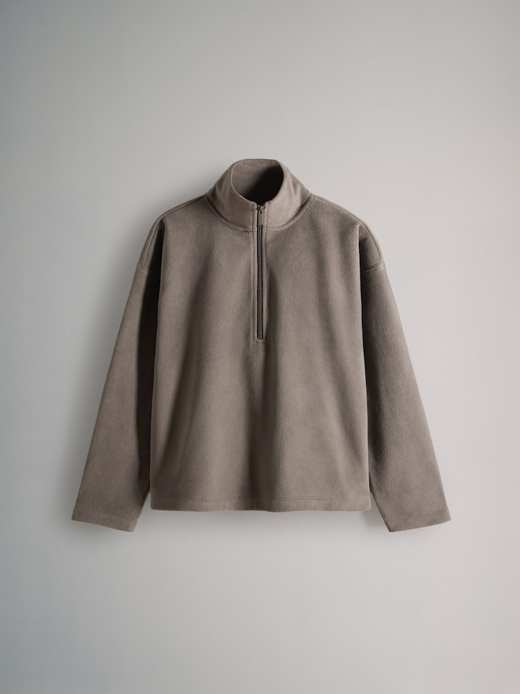 The Set Black/Taupe Brown/Cream 3 Pack Quater Zip Microfleece Jumpers - Image 2 of 6