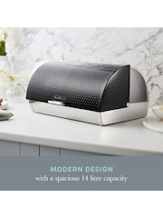 Swan Black Bread Bin with Roll Top Design and Ventilation - Image 4 of 11