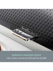 Swan Black Bread Bin with Roll Top Design and Ventilation - Image 5 of 11