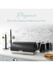 Swan Black Bread Bin with Roll Top Design and Ventilation - Image 8 of 11