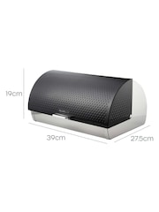 Swan Black Bread Bin with Roll Top Design and Ventilation - Image 9 of 11