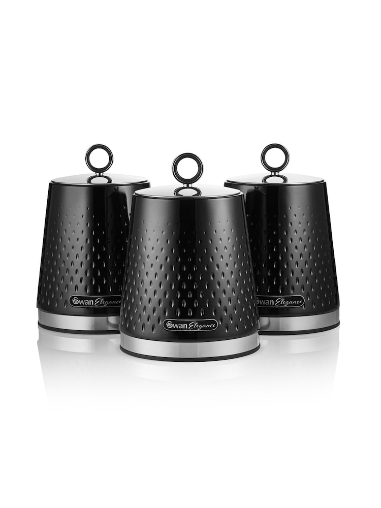 Swan Black Kitchen Storage Canisters Set of 3 Canisters - Image 1 of 11