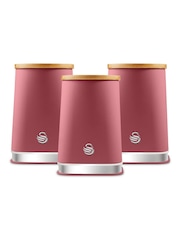 Swan Set of 3 Fuchsia Rose Kitchen Storage Canisters with Non Slip Bases - Image 1 of 5