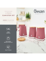 Swan Set of 3 Fuchsia Rose Kitchen Storage Canisters with Non Slip Bases - Image 2 of 5