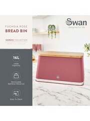 Swan Fuchsia Rose Bread Bin with Non-Slip Base - Image 2 of 10